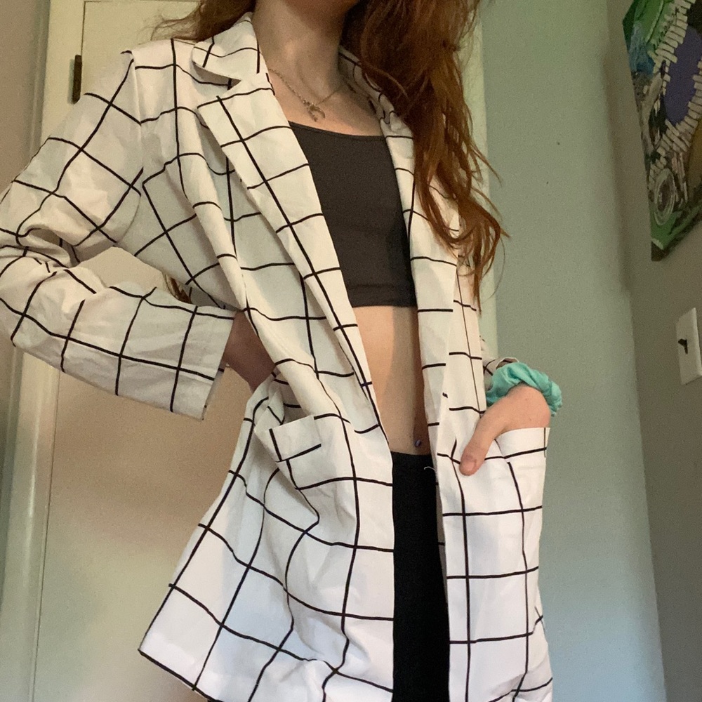Silky Black and White Blazer
